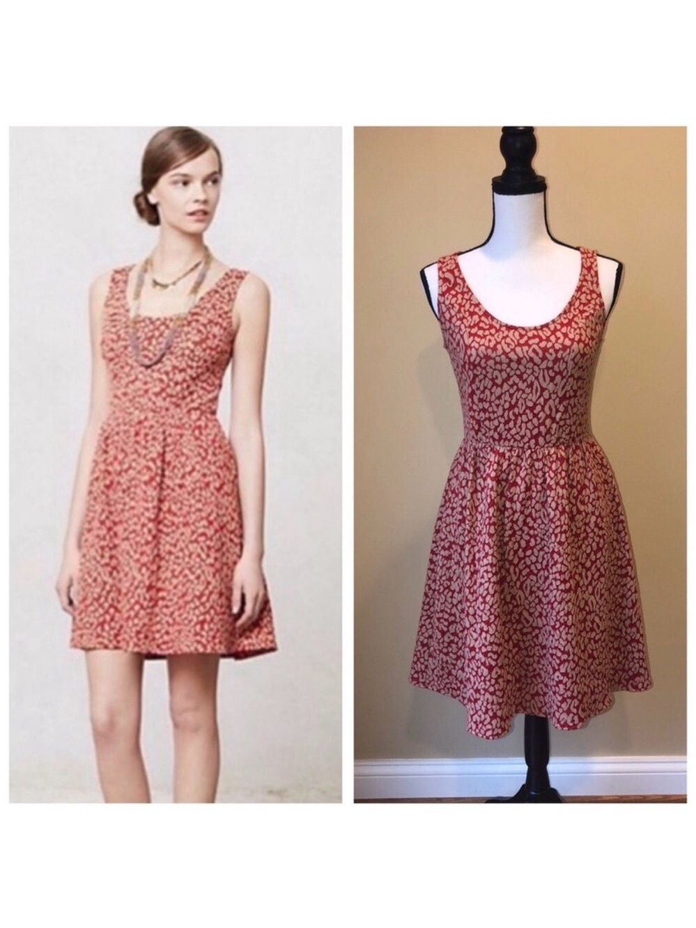 Anthropologie Maeve Dress Animal Print Fit Flare Sleeveless Large